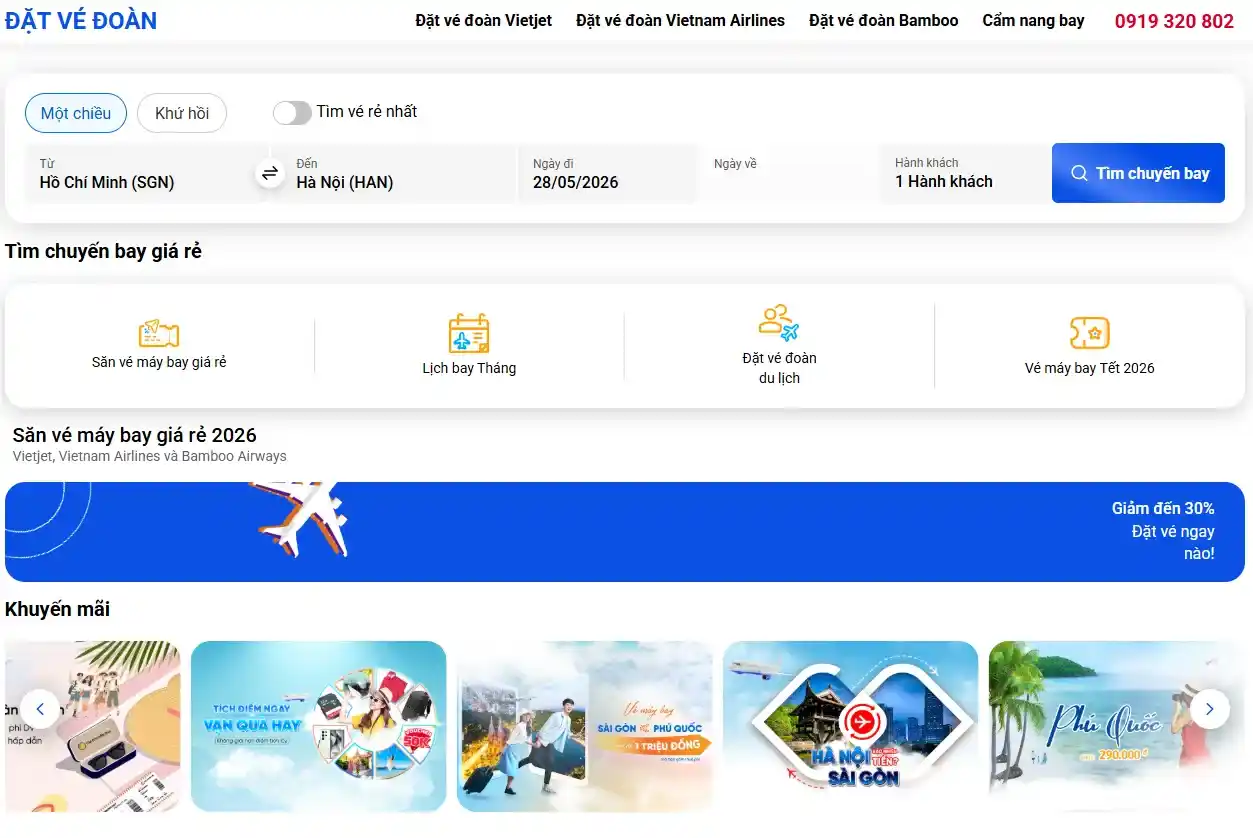 Hướng dẫn đặt vé tại Datvedoan (.net)