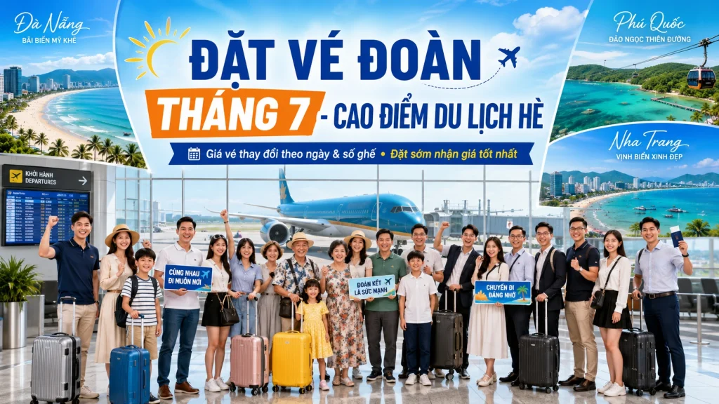 Đặt vé đoàn tháng 7 cao điểm du lịch hè